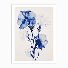 Blue Botanical Gladiolus Art Print