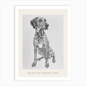 Bluetick Hound Dog Line Sketch 1 Poster Art Print