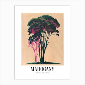 Mahogany Tree Colourful Illustration 4 Poster Art Print