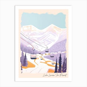 Poster Of Lake Louise Ski Resort   Alberta, Canada, Ski Resort Pastel Colours Illustration 0 Art Print