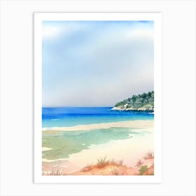 Voutoumi Beach, Antipaxos, Greece Watercolour Art Print