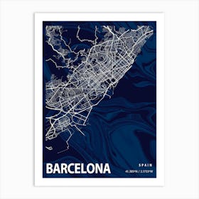 Barcelona Crocus Marble Map Art Print