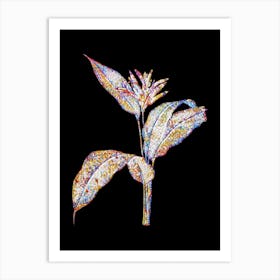 Stained Glass Lobster Claws Mosaic Botanical Illustration on Black n.0063 Art Print