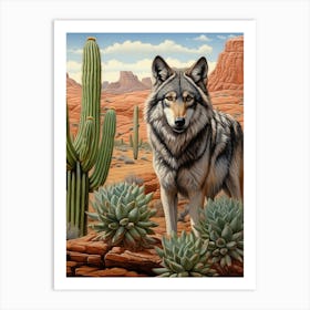Honshu Wolf Desert Scenery 4 Art Print