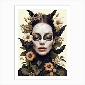 Woman with buts and flowers Art Print