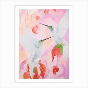 Pink Ethereal Bird Painting Hummingbird 4 Art Print