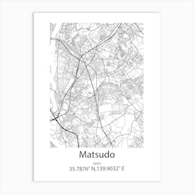 Matsudo,Japan Minimalist Map Art Print