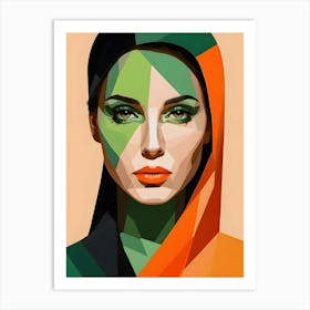 Geometric Woman Portrait Pop Art (58) Art Print