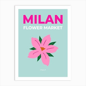 Flower Market Milan Italy Turquoise And Pink Art Print