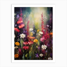 Wildflower Garden At Dusk Digital Oils Art Print