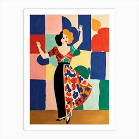 Woman In A Colorful Dress Art Print