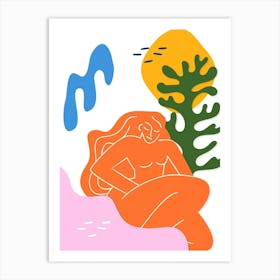 Woman by the Sea Summer Matisse Style Art Print