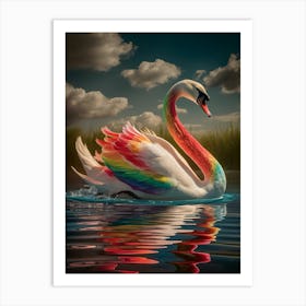 Rainbow Swan 1 Art Print