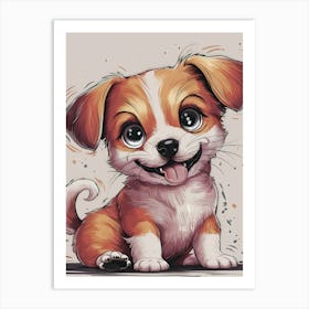 Cute Puppy Painting Art Print