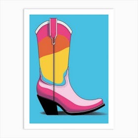 Cowgirl Boots Bright Colours Illustration 3 Art Print