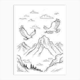 Eagles In The Mountains 1 Art Print