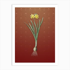 Vintage Lesser Wild Daffodil Botanical on Falu Red Pattern n.2555 Art Print