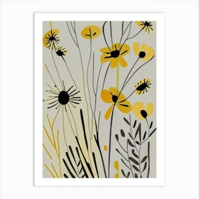 Tickseed Wildflower Modern Muted Colours 1 Art Print