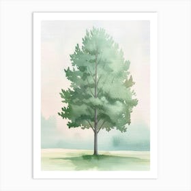 Poplar Tree Atmospheric Watercolour Painting 2 Art Print