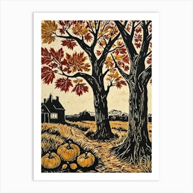 Pumpkins In The Field Art Print