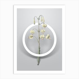 Vintage Lilium Pyrenaicum Minimalist Botanical Geometric Circle on Soft Gray n.0217 Art Print