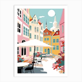 Malmo, Sweden, Flat Pastels Tones Illustration 2 Art Print