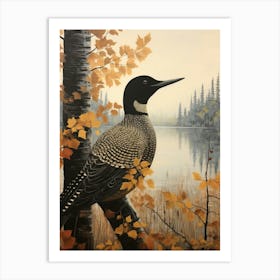 Dark And Moody Botanical Loon 1 Art Print