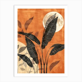 Banana Leaves And Moon Art Print