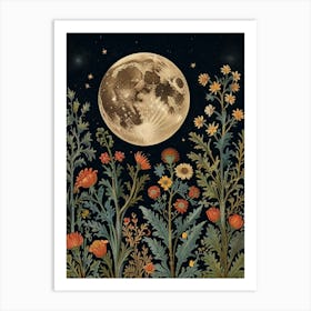 Moon In Forest Style William Morris 7 Art Print