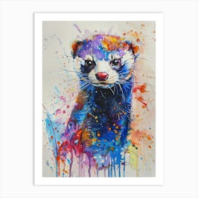 Ferret Colourful Watercolour 3 Art Print