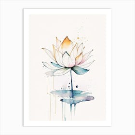 Lotus Flower And Water Symbol Minimal Watercolour Art Print