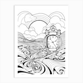 Line Art Inspired By The Persistence Of Memory 5 Art Print