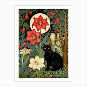 William Morris Black Cat In The Garden Art Print