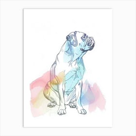 Mastiff Dog Pastel Line Painting 1 Art Print