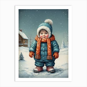 Little Boy In Winter Clothes Art Print