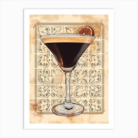 Espresso Martini Watercolour Linework Illustration 1 Art Print