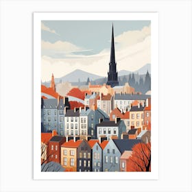 Vintage Winter Travel Illustration Edinburgh Scotland 1 Art Print