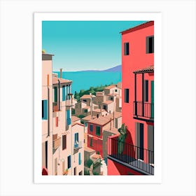 Cinque Terre, Italy, Bold Outlines 1 Art Print
