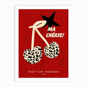 Ma Cherie! Burgundy Art Print