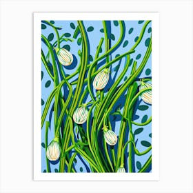 Garlic Scapes Summer Illustration 6 Art Print
