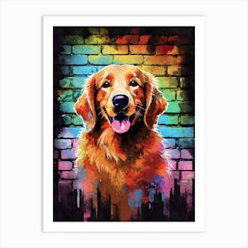 Aesthetic Golden Retriever Dog Puppy Brick Wall Graffiti Artwork Art Print