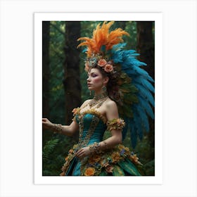 Mermaid In The Forest Art Print