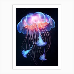 Portuguese Man Of War Jellyfish Neon Illustration 1 Art Print