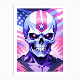 American Flag Floral Face Evil Death Skull (28) Art Print