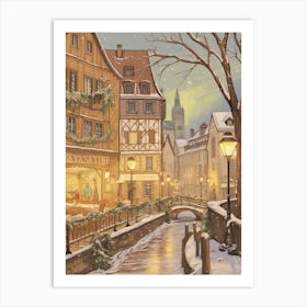 Vintage Winter Illustration Strasbourg France 3 Art Print