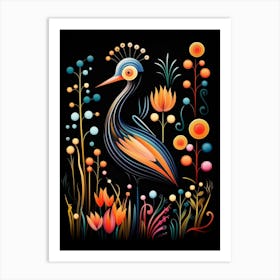 Folk Bird Illustration Grebe 3 Art Print