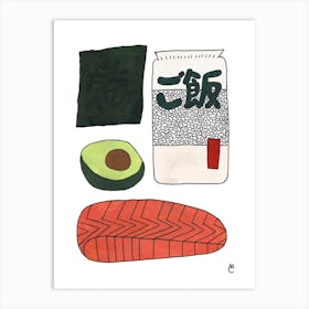 Salmon Sushi Roll Art Print