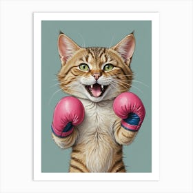 Boxing Cat Art Print