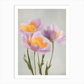 Crocus Flowers Acrylic Painting In Pastel Colours 4 Art Print