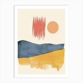 Golden Echoes In Modernist Harmony Mid Century Style Art Print